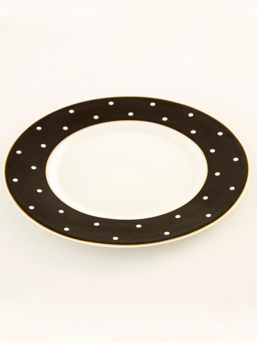 Home Centre White & Black 1 Pieces Printed Bone China Glossy Plate Price in India
