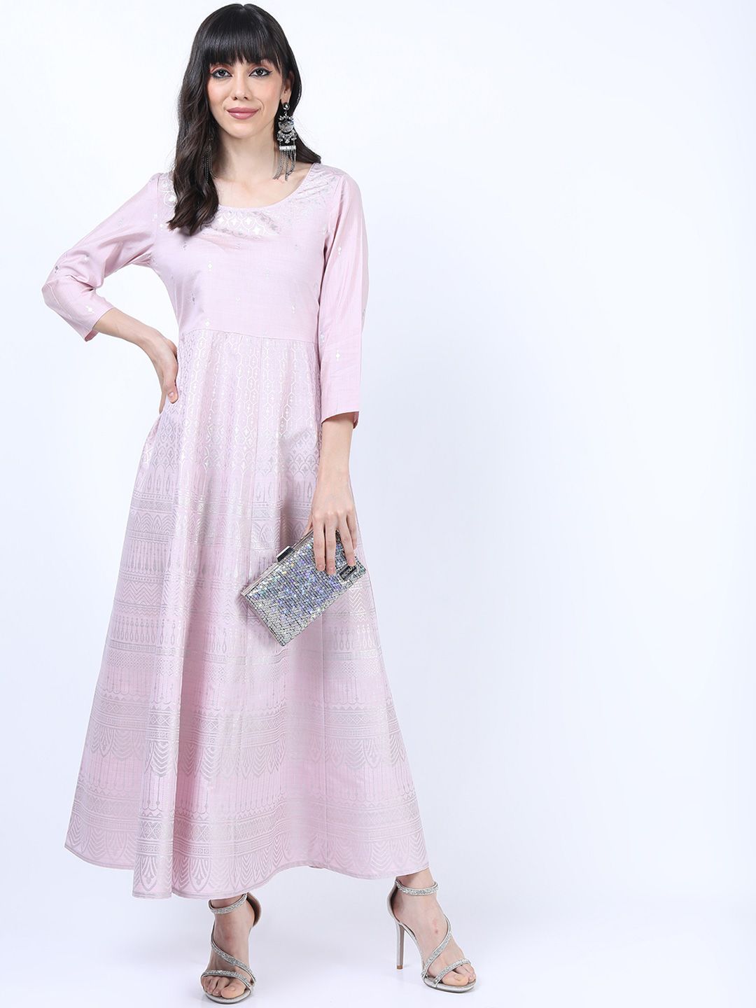 Vishudh Pink Ethnic Maxi Dress Price in India