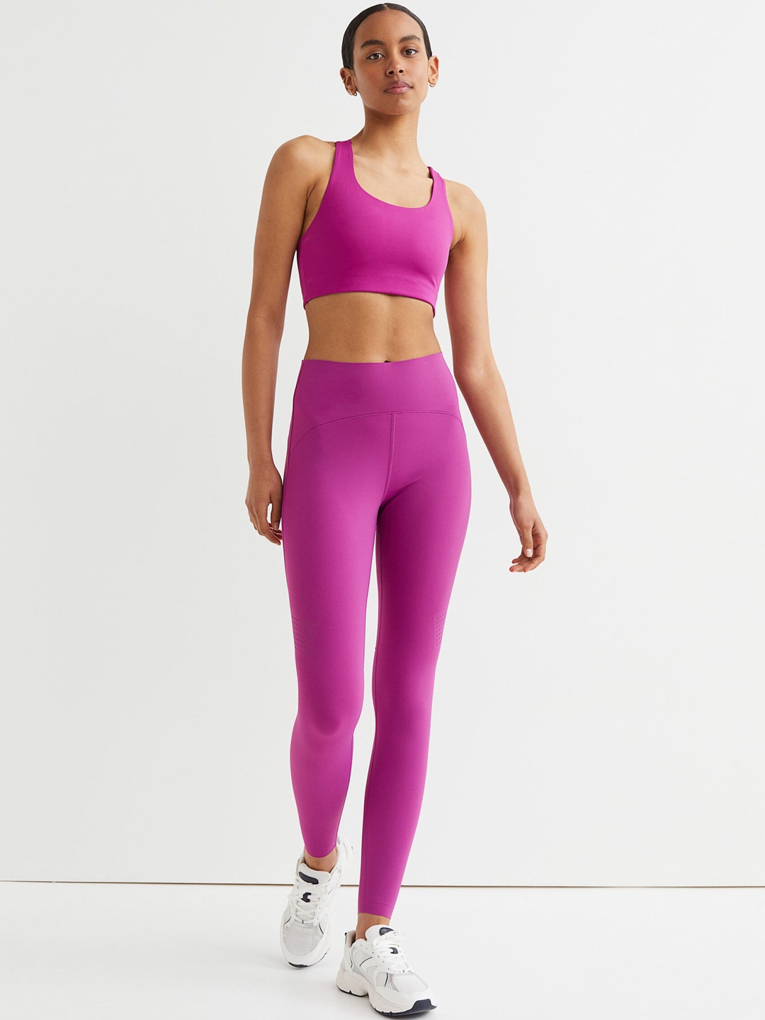 H&M Women Purple Solid High Waist Shaping Tights Price in India