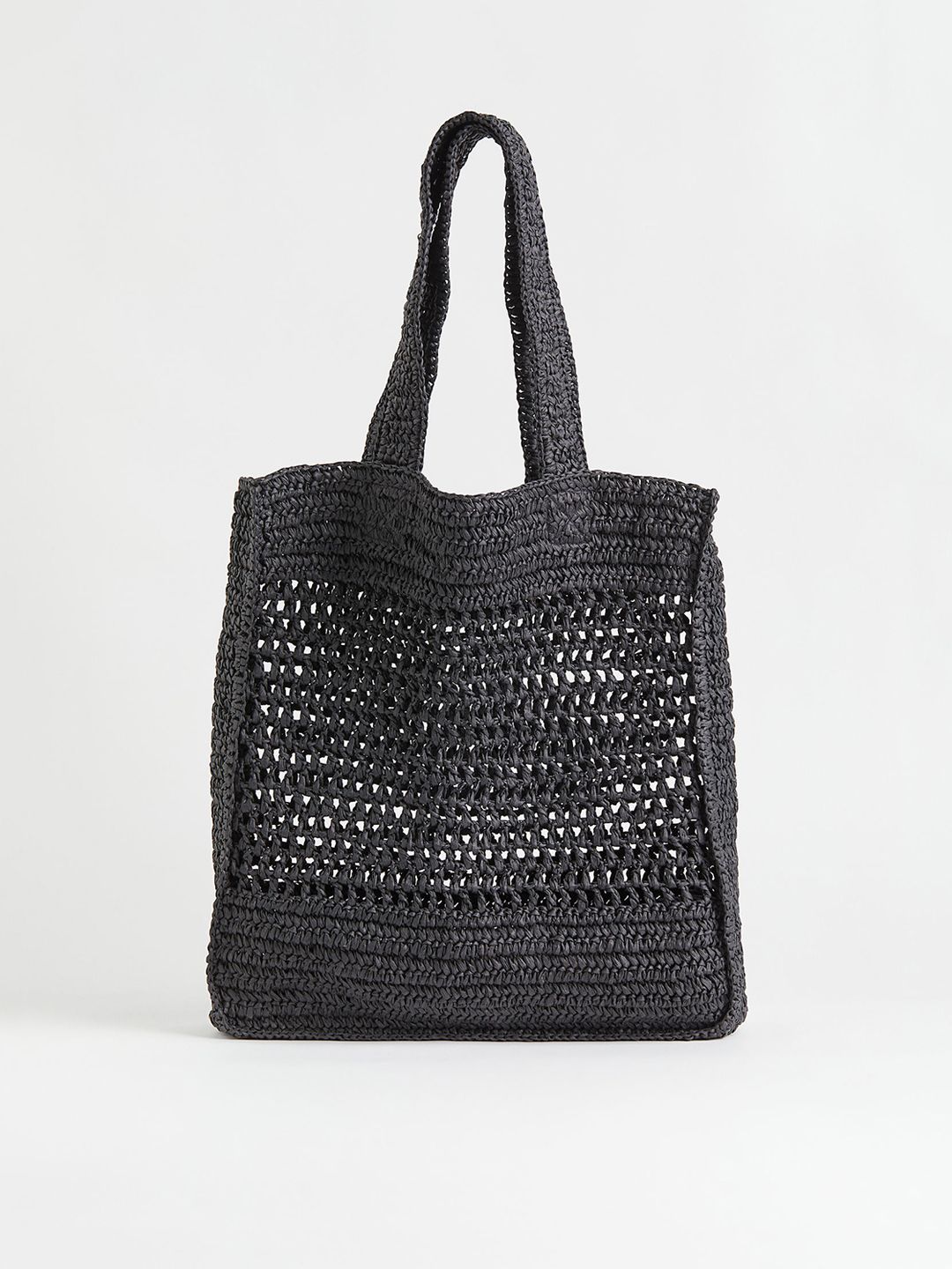 H&M Women Black Self Design Straw shopper Price in India