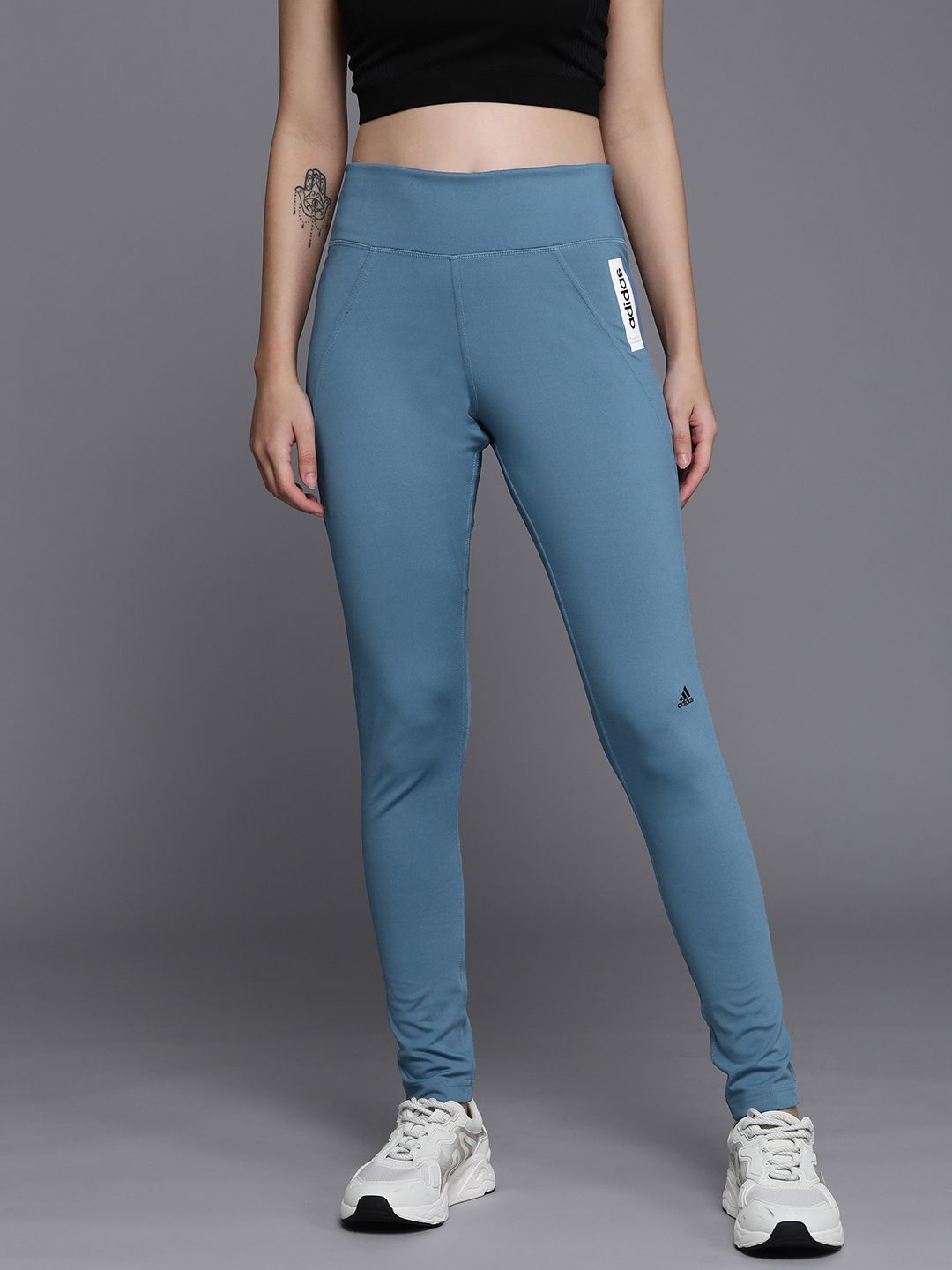 ADIDAS Women Blue Brand Logo Detail Tights Price in India