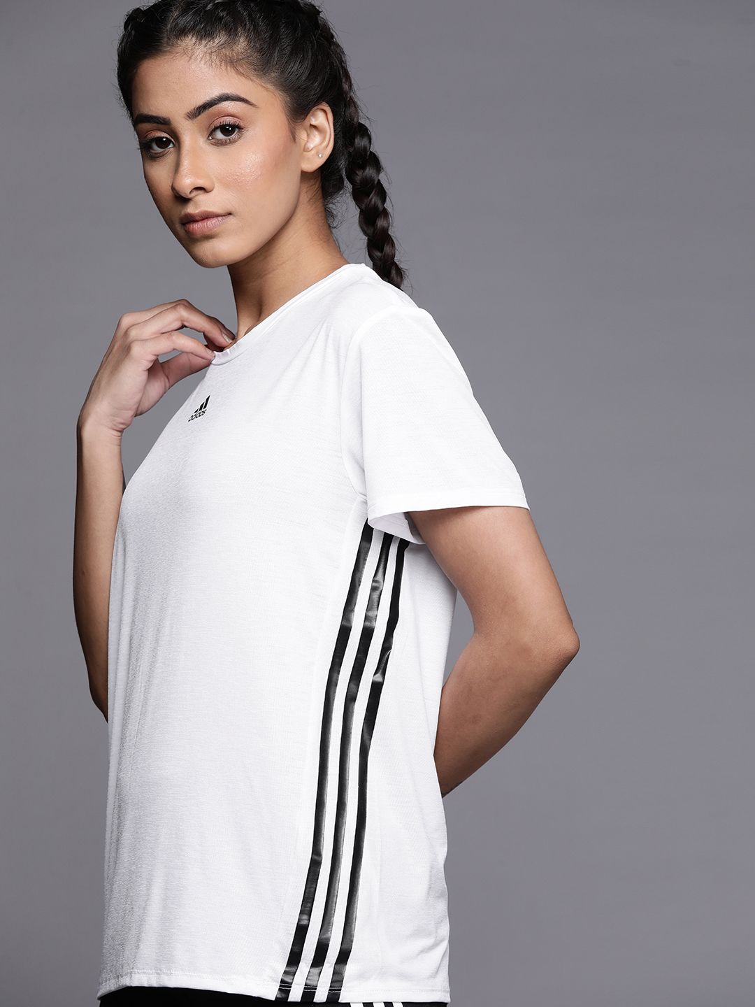 ADIDAS Women White WTR ICNS 3S Training T-Shirt Price in India
