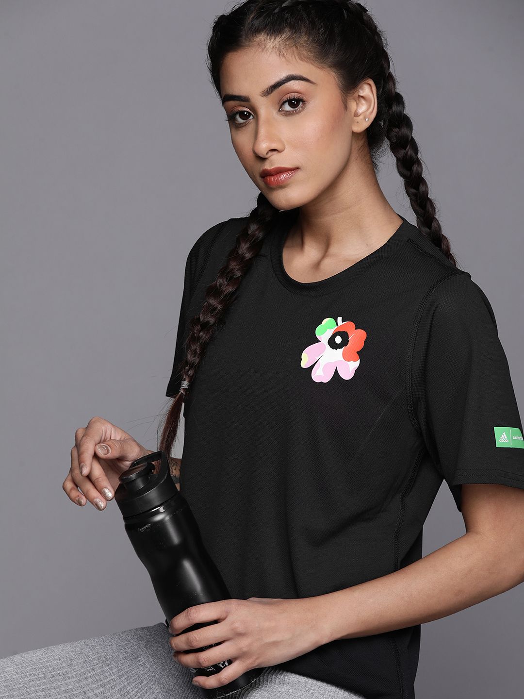 MARIMEKKO X ADIDAS Women Black Marimekko Running T-Shirt Price in India
