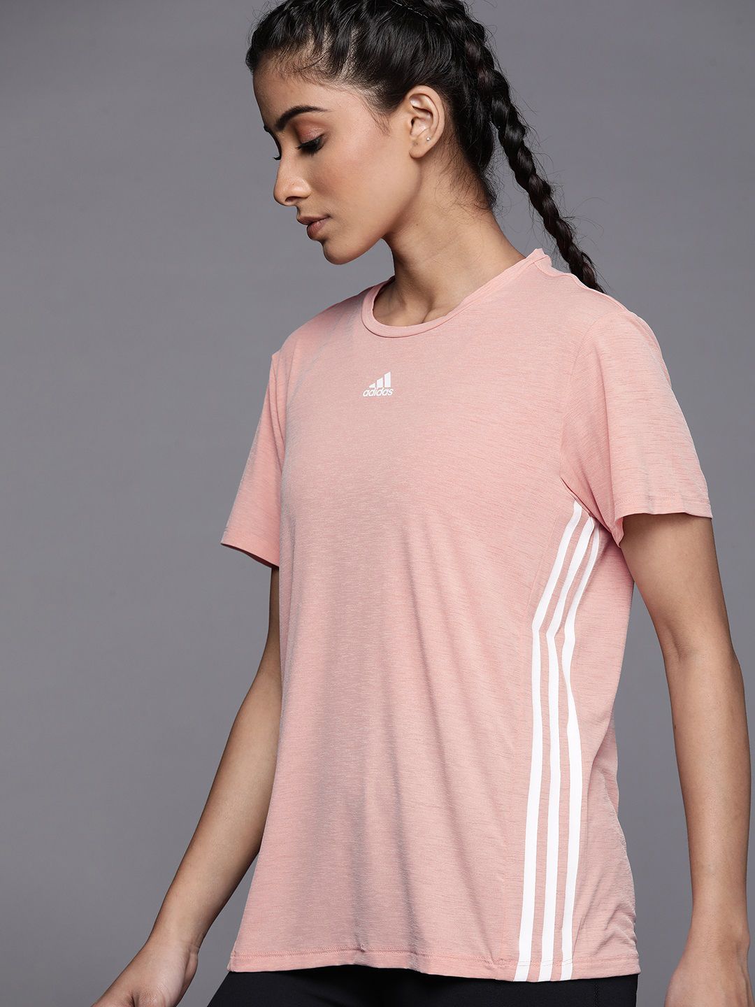 ADIDAS Women Pink WTR ICNS 3S Training T-Shirt Price in India