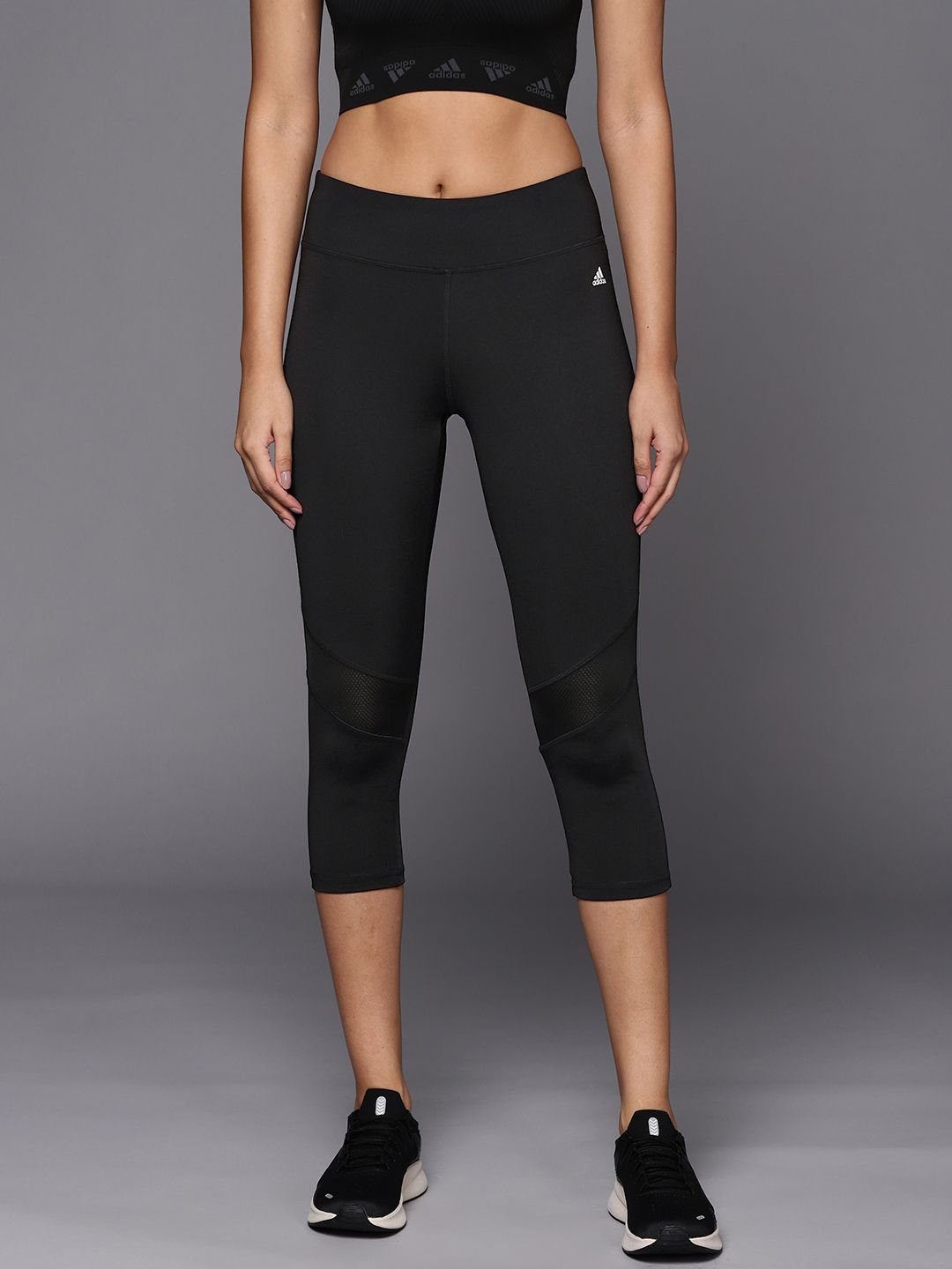 ADIDAS Women Black 3/4 W Solid Training Cropped Tights Price in India