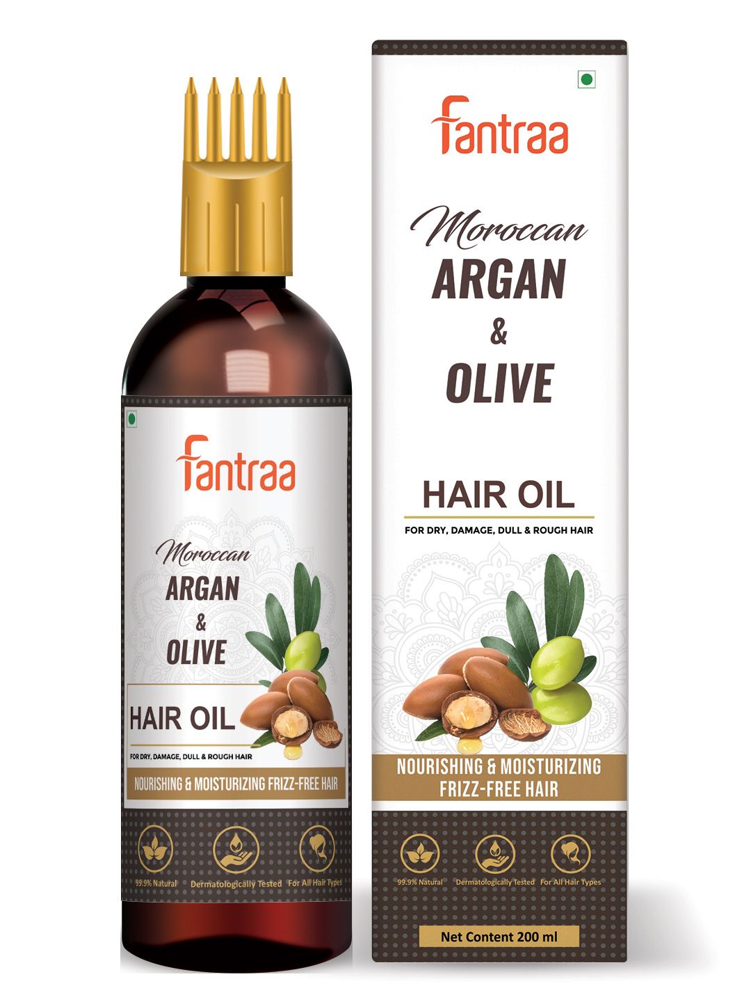 Fantraa Moroccan Argan & Olive Frizz-Free Hair Oil - 200 ml Price in India