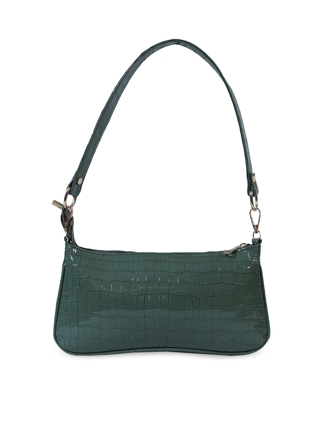 FABBHUE Olive Green Textured PU Structured Shoulder Bag Price in India