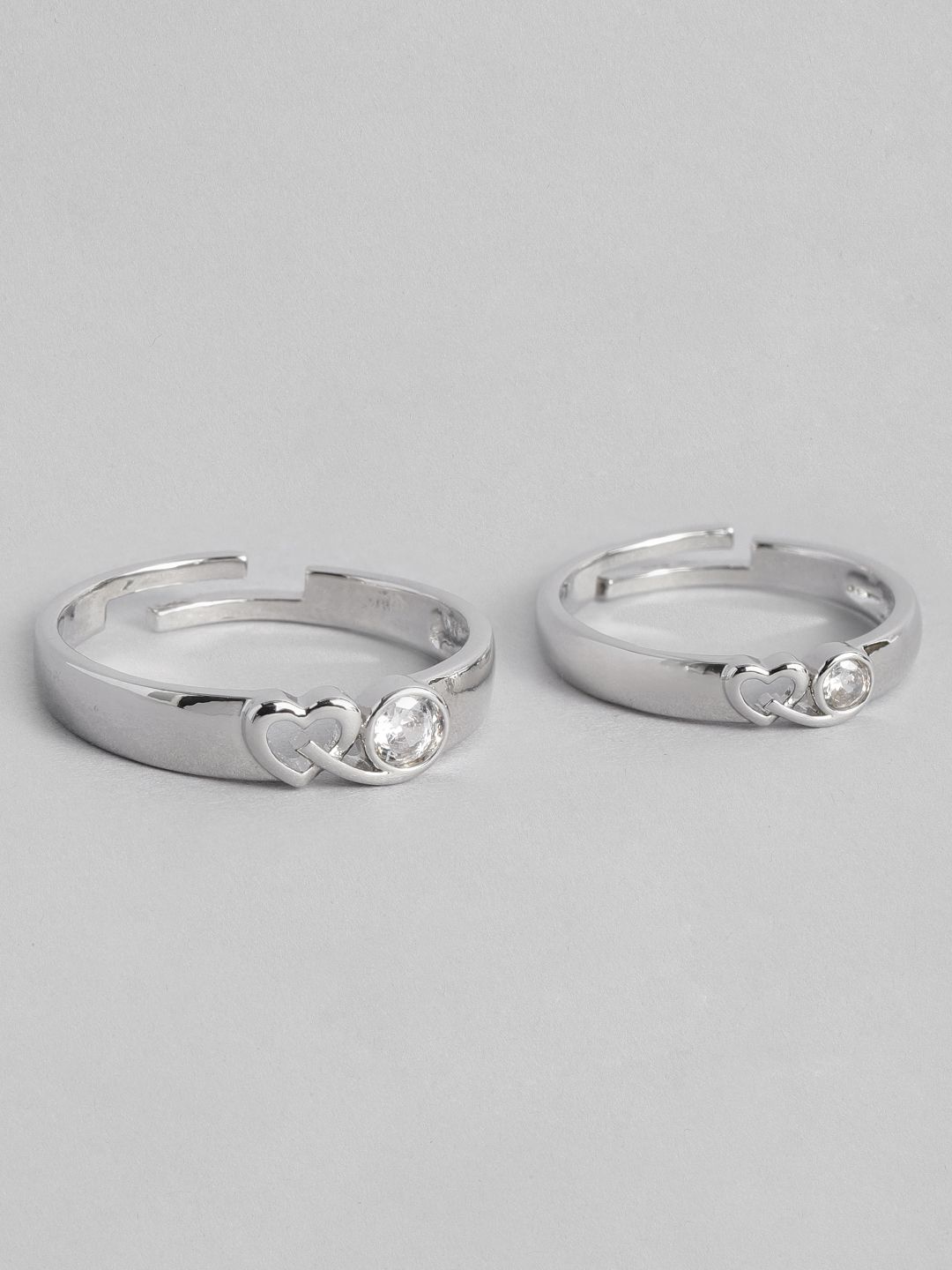 I Jewels Silver Platinum Plated Adjustable Couple Rings Price in India