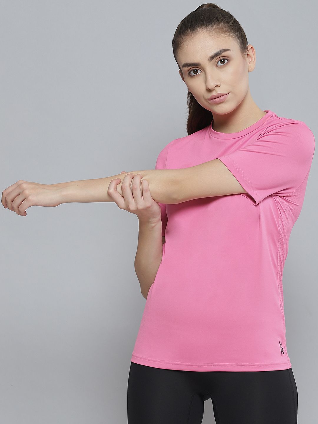Reebok Women Pink WOR Speedwick Training or Gym T-shirt Price in India