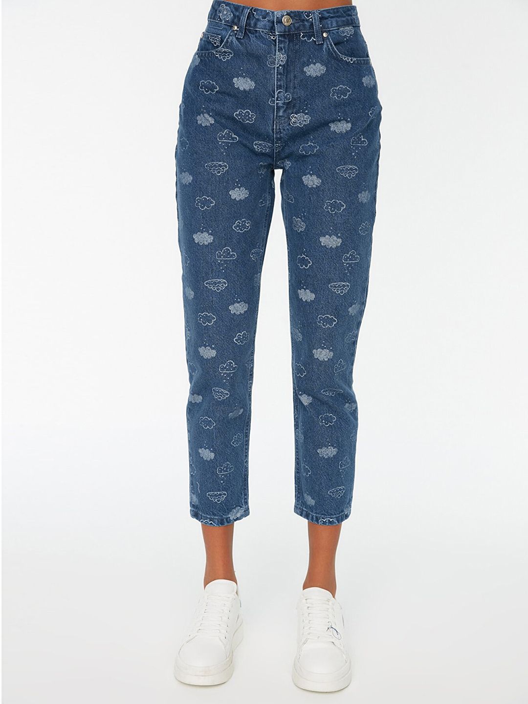 Trendyol Women Navy Blue High-Rise Printed Jeans Price in India