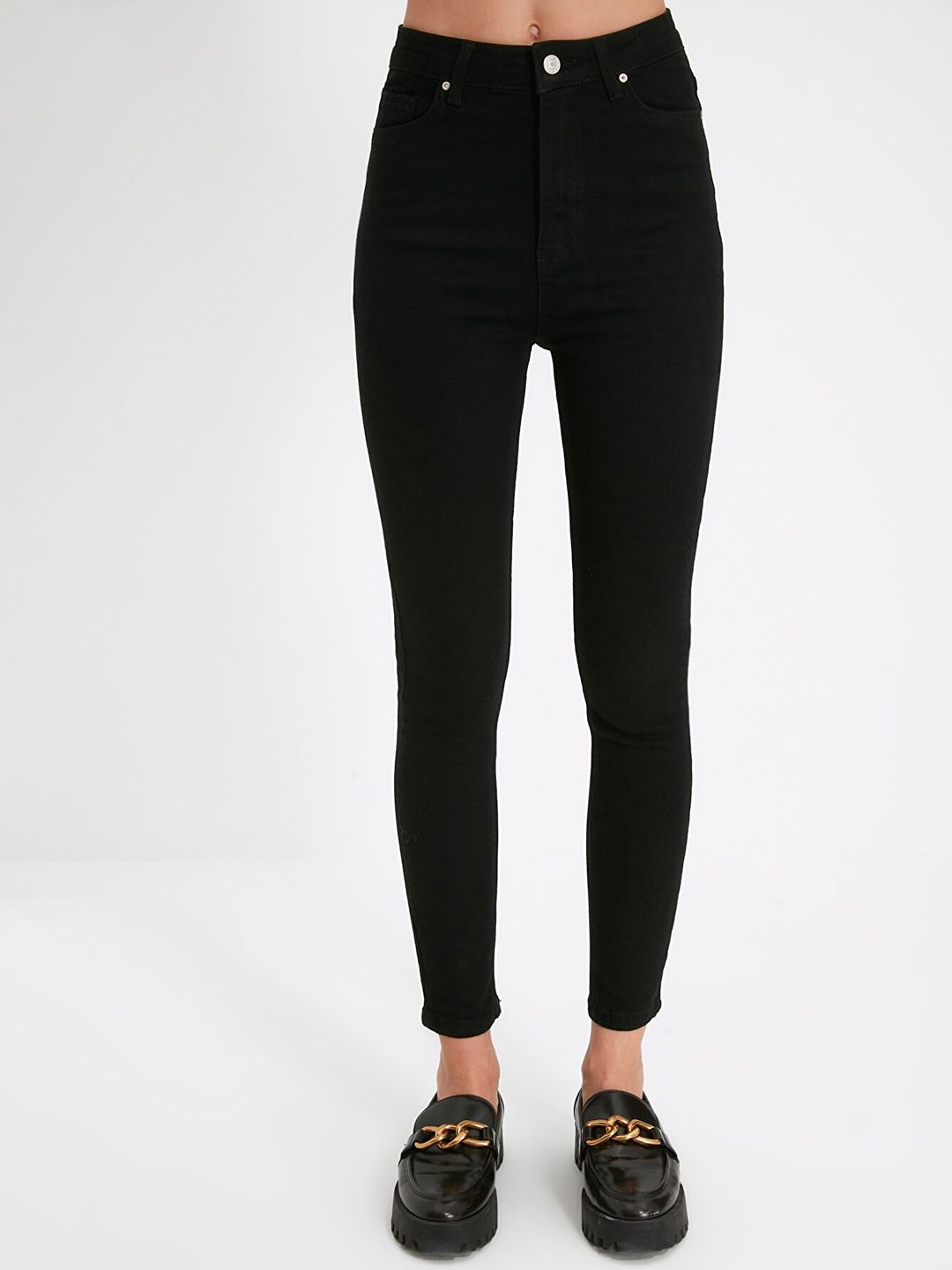 Trendyol Women Black Stretchable High Waist Skinny Jeans Price in India