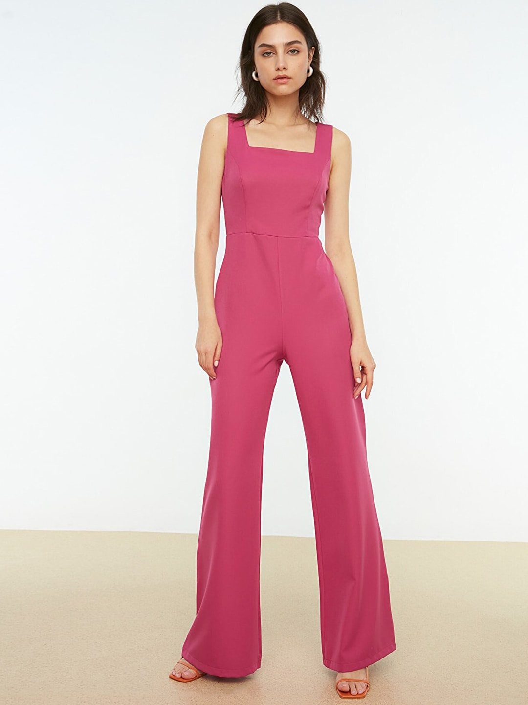 Trendyol Pink Solid Basic Jumpsuit Price in India