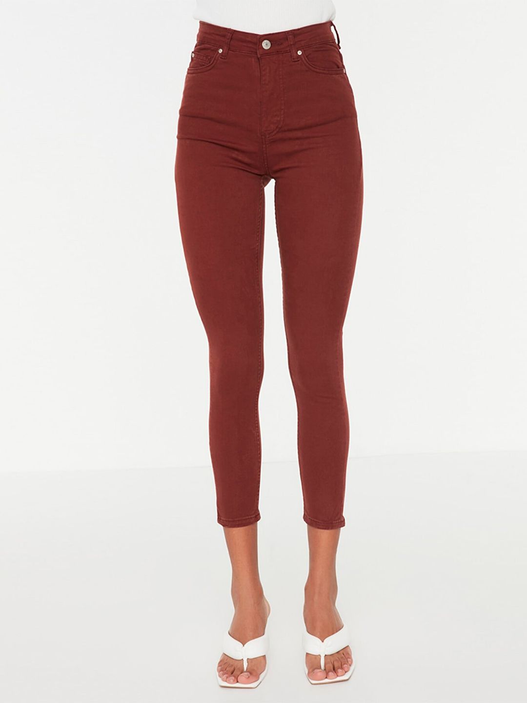 Trendyol Women Brown Skinny Fit High-Rise Jeans Price in India
