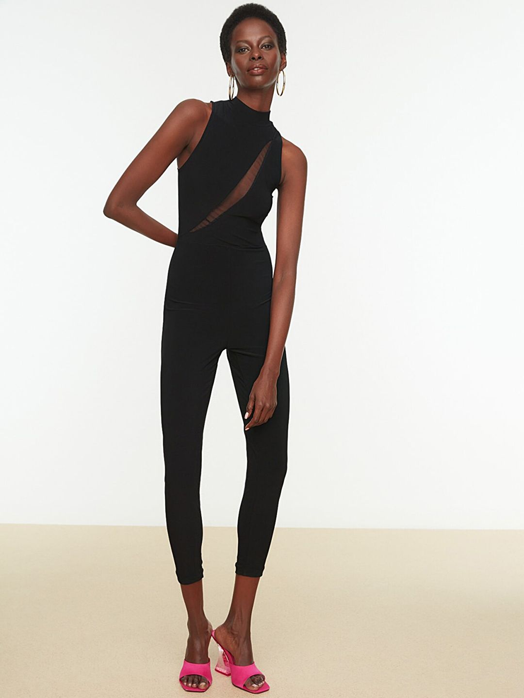 Trendyol Black High Neck Basic Jumpsuit Price in India