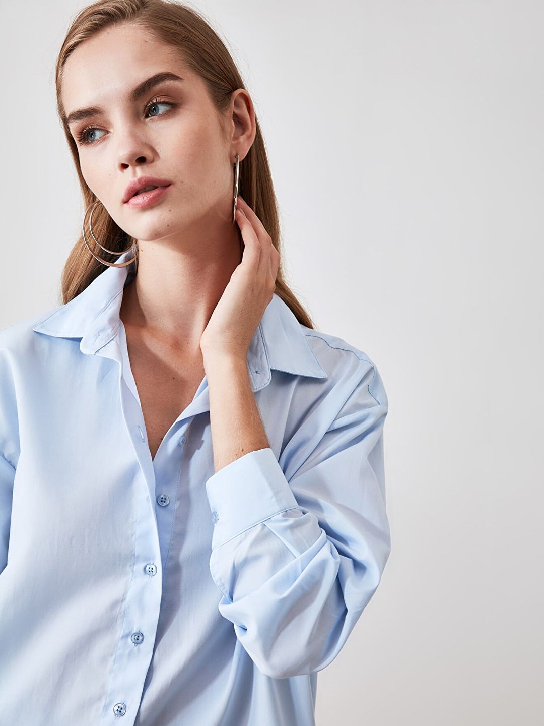 Trendyol Women Blue Solid Casual Shirt Price in India