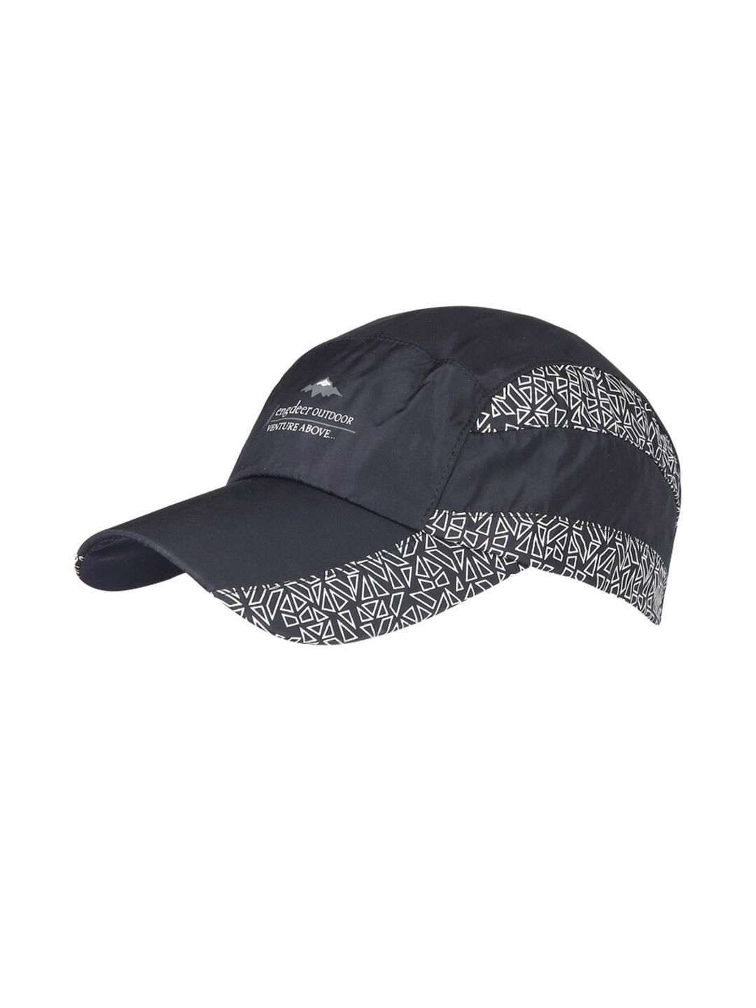iSWEVEN Unisex Navy Blue & White Printed Snapback Cap Price in India