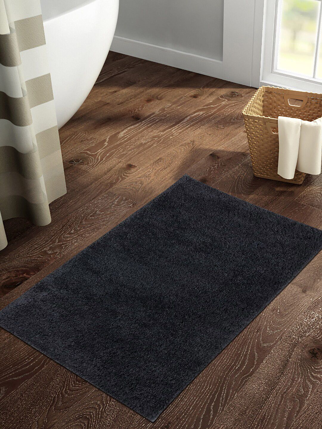 SPACES Grey  Solid 2355 GSM Bath Rug Price in India