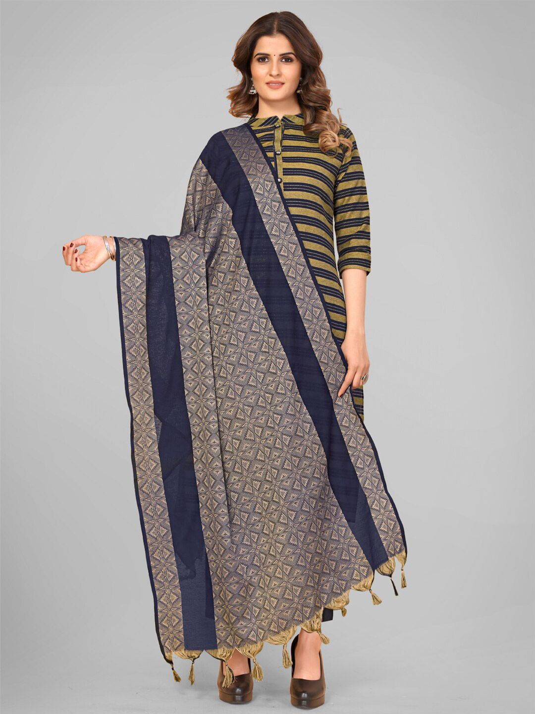 Vbuyz Blue Woven Design Art Silk Dupatta Price in India