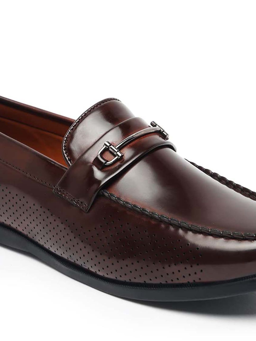 Buy MUTAQINOTI Men Maroon Lightweight Patent Leather Loafers