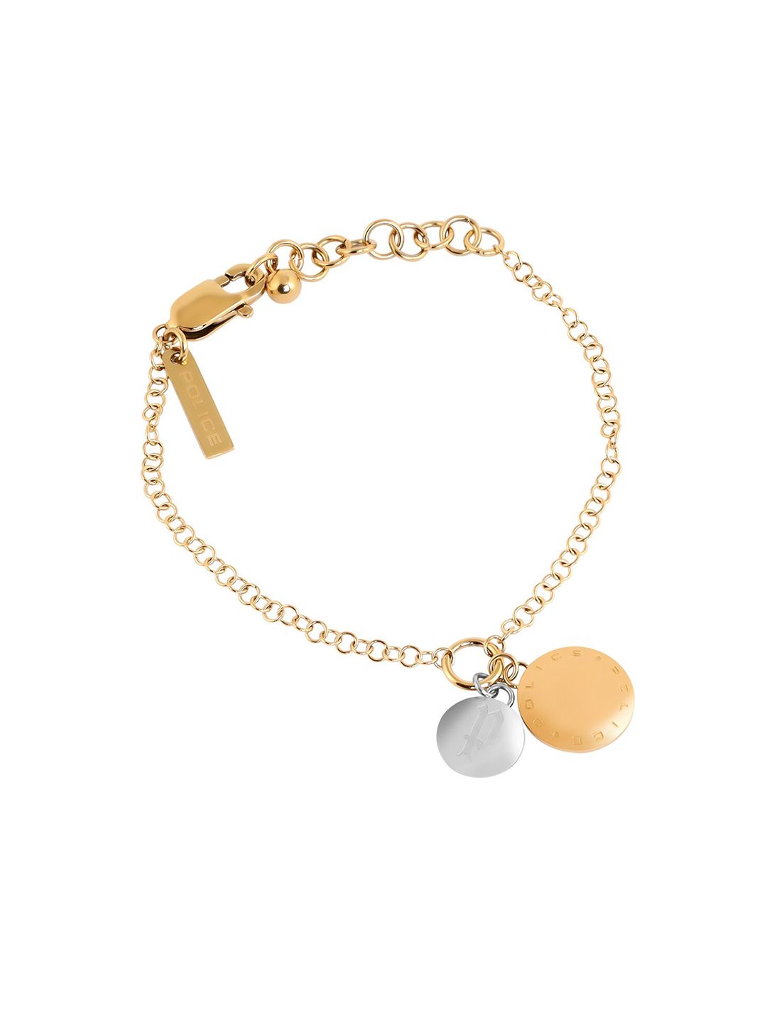 Police Women Gold-Toned & Silver-Toned Charm Bracelet Price in India
