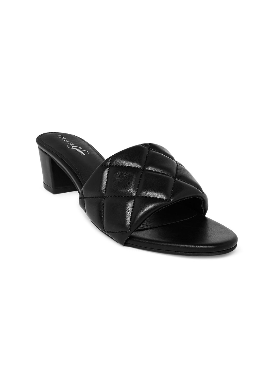 Forever Glam by Pantaloons Women Black Quilted PU Block Heels Price in India