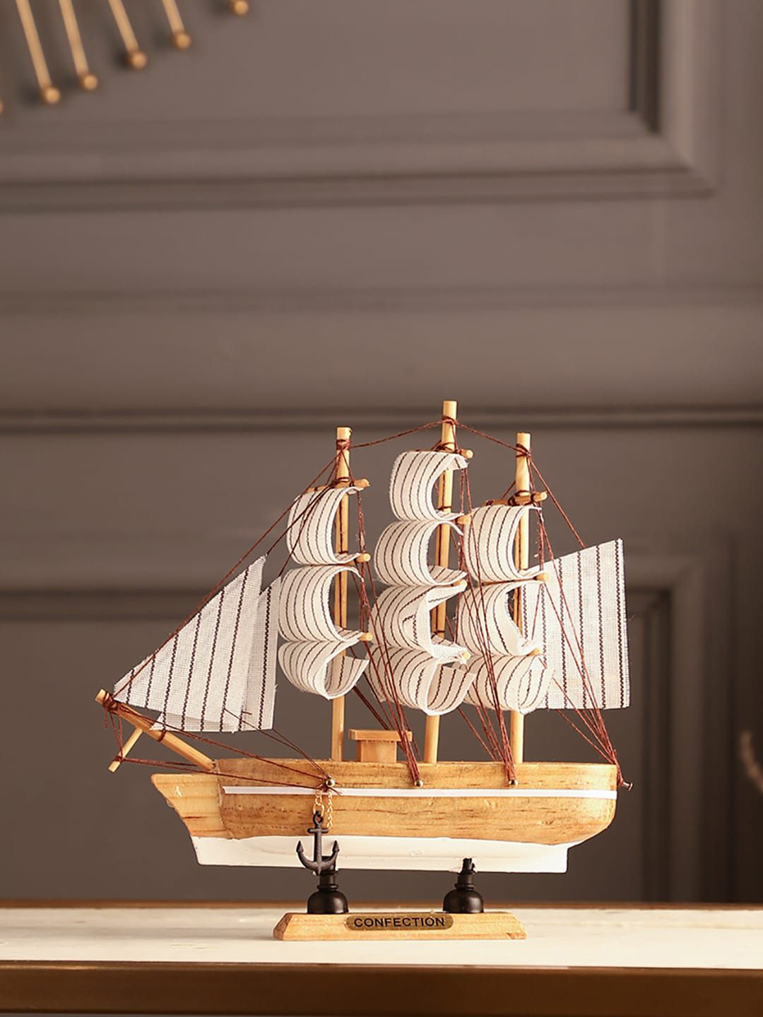 EXIM DECOR Brown & White Sailing Ship Showpiece Price in India