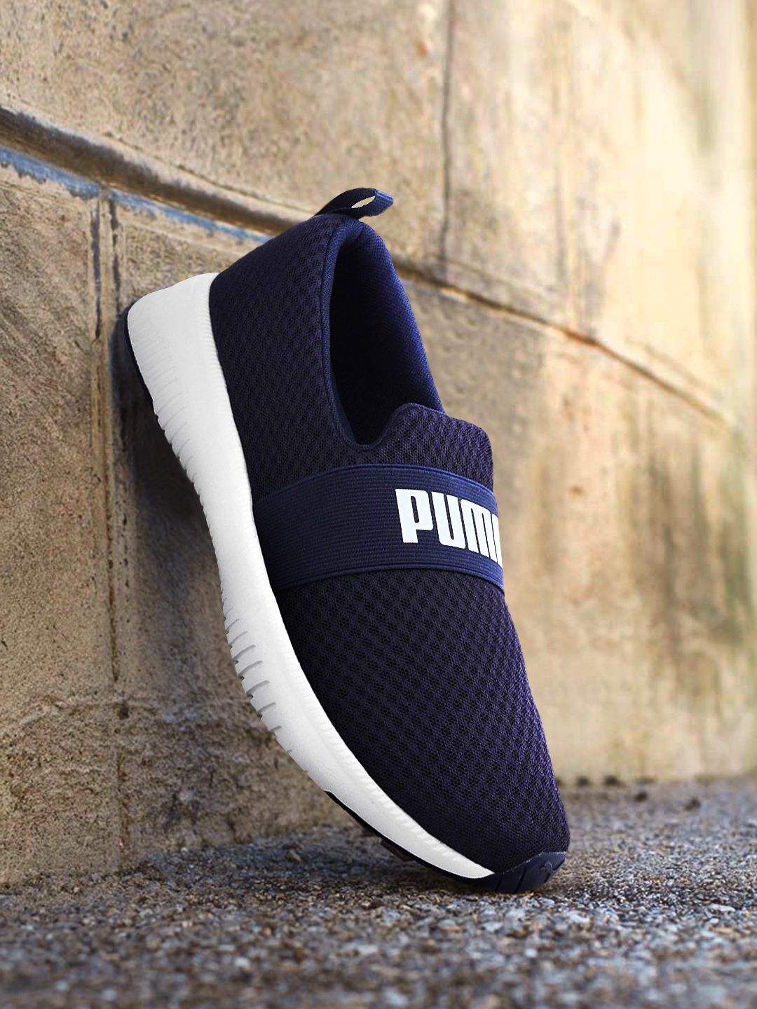 Puma Unisex Navy Blue Solid Textile Running Shoes Price in India
