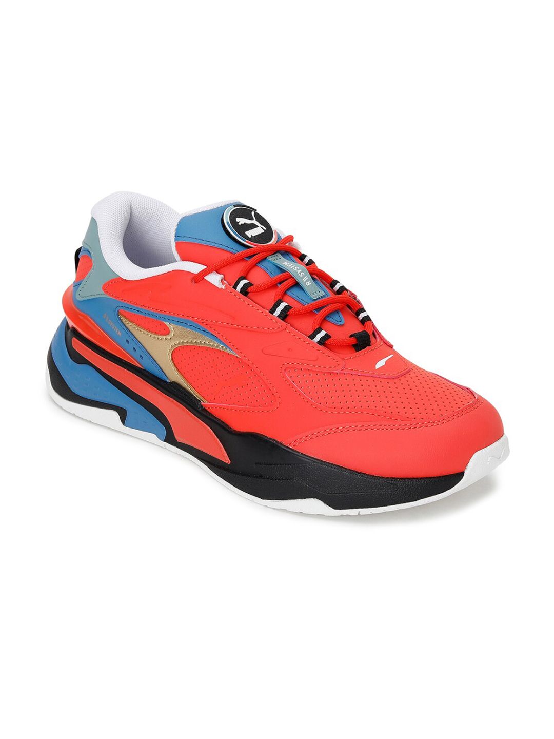 Puma Unisex Orange & Blue Colourblocked Leather RS-FAST LS Sneakers Price in India