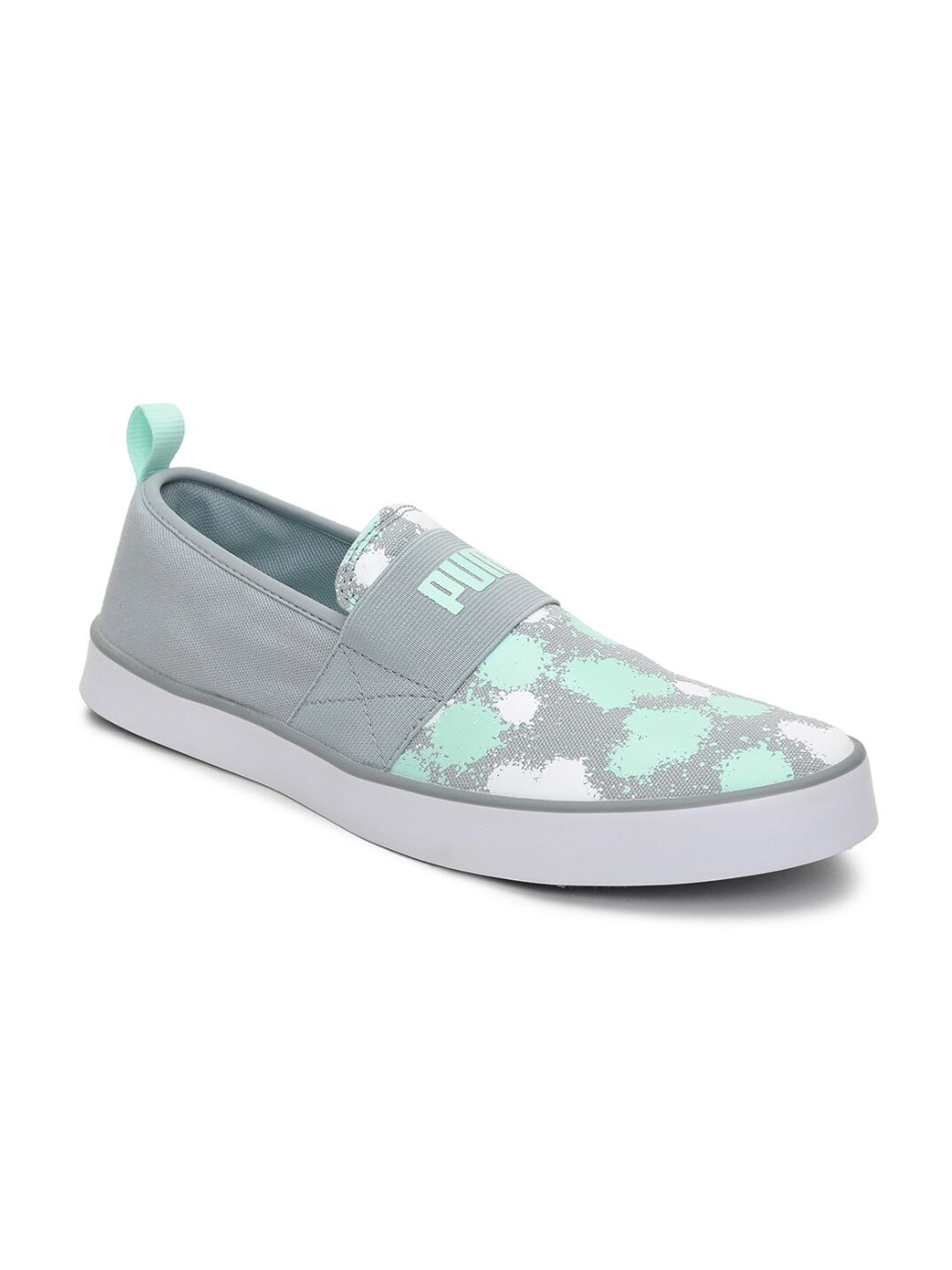 Puma Women Grey & Sea Green Printed Slip-On Sneakers Price in India