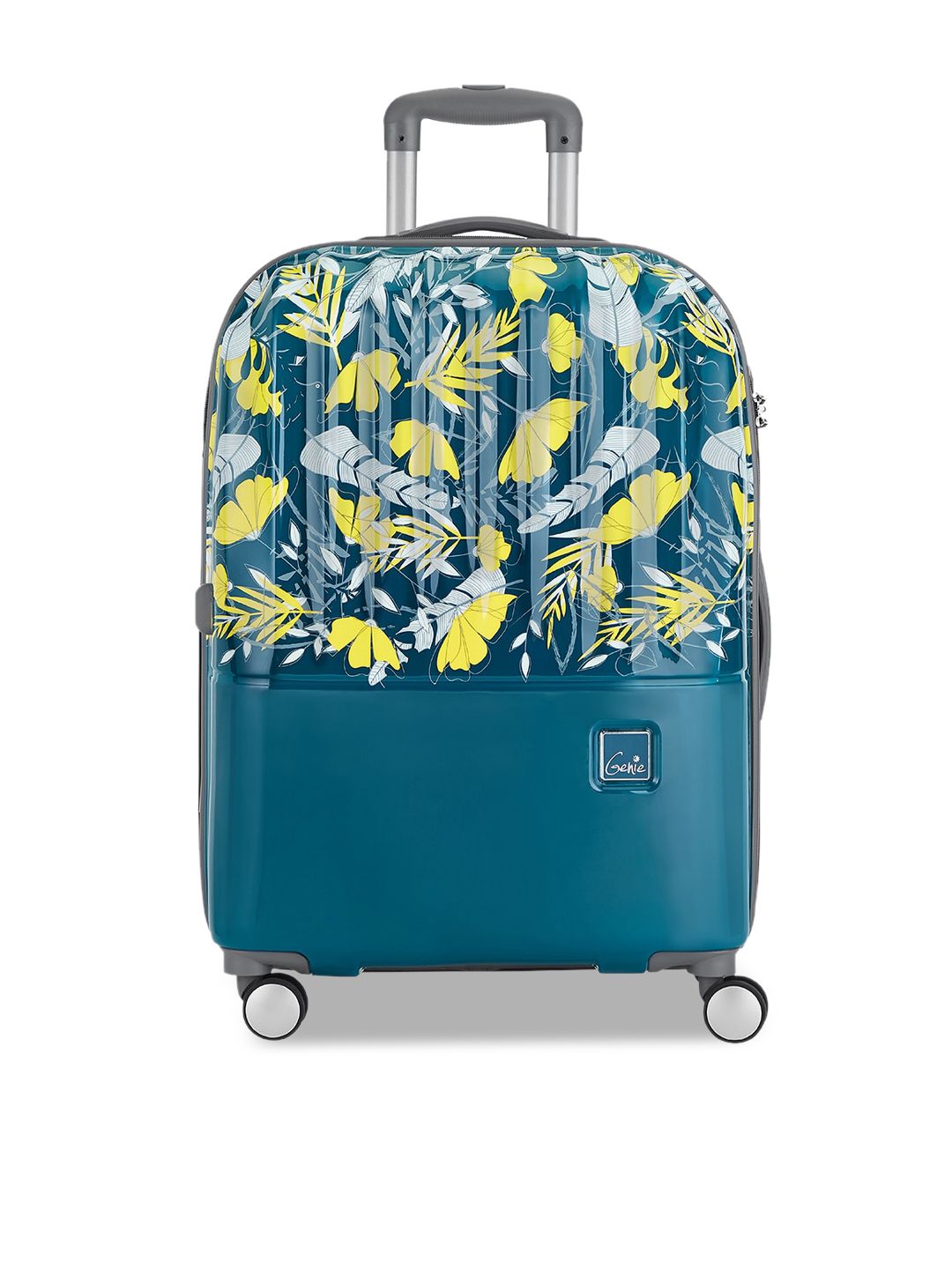 Genie Navy Blue Printed Hard Sided Large Trolley Suitcase Price in India