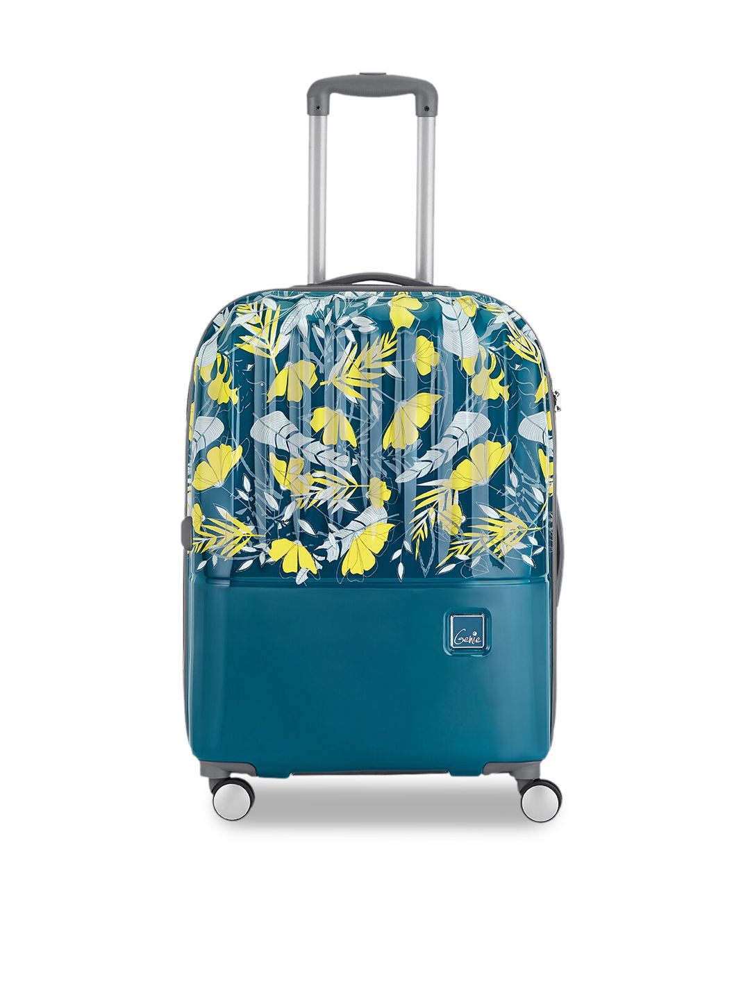 Genie Teal Printed Hard-Sided Small Suitcase Trolley Bag Price in India