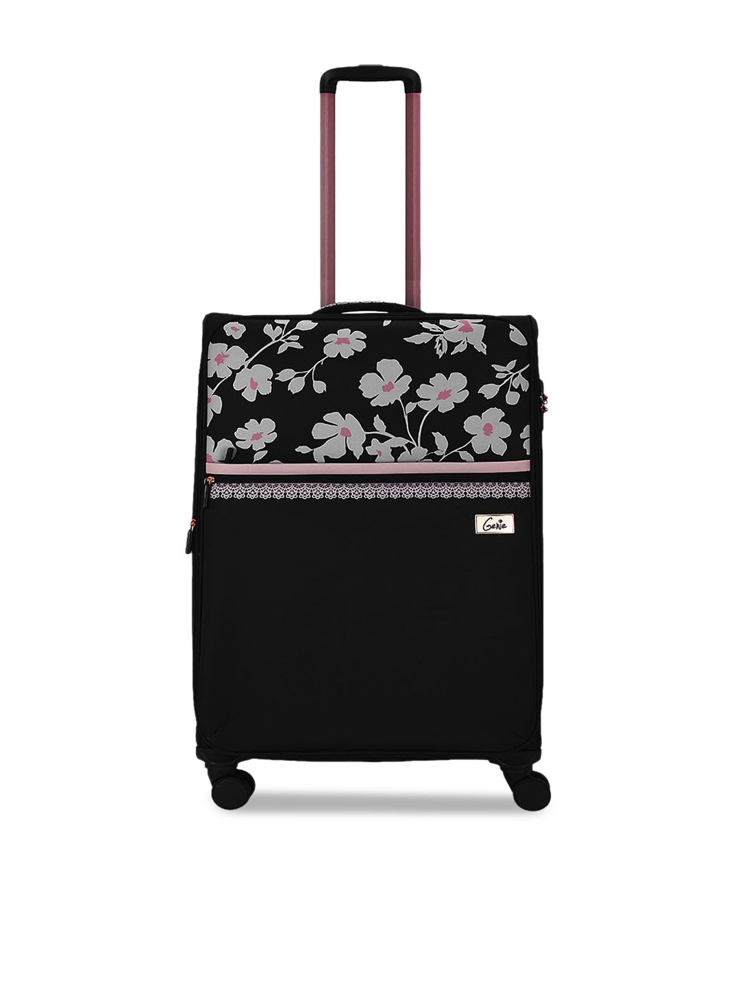 Genie Black & White Printed Soft-Sided Small Trolley Suitcase Price in India