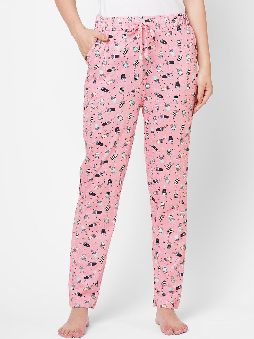 Sweet Dreams Women Pink Printed Cotton Lounge Pant Price in India