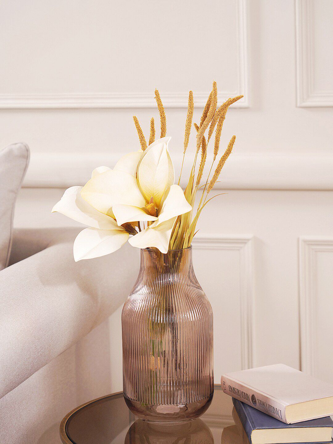 Pure Home and Living Brown Textured Glass Vase Price in India