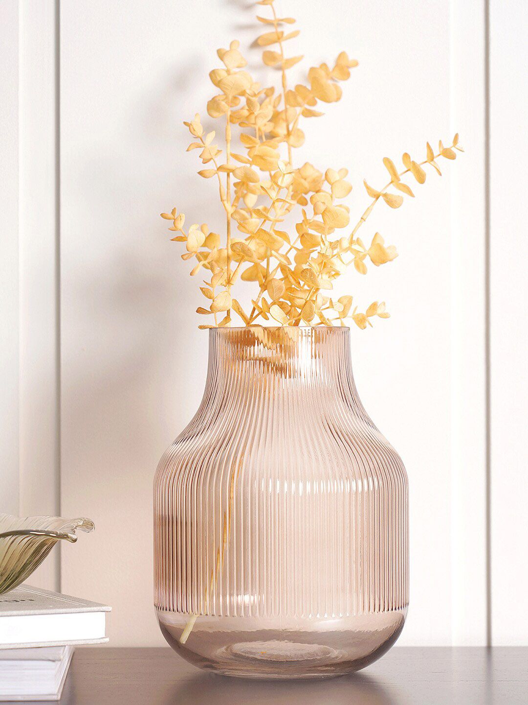 Pure Home and Living Brown Textured Glass Vase Price in India