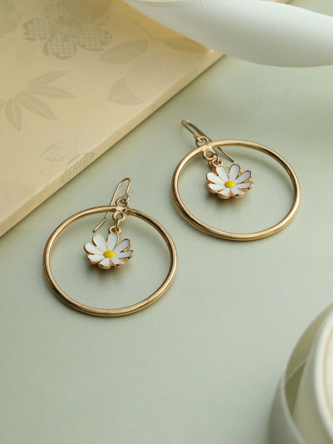 Priyaasi Gold-Toned Contemporary Drop Earrings Price in India