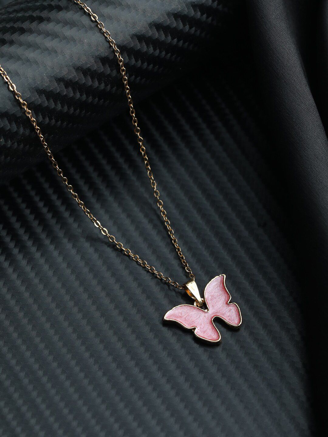 Priyaasi Pink Brass Rose Gold-Plated Necklace Price in India