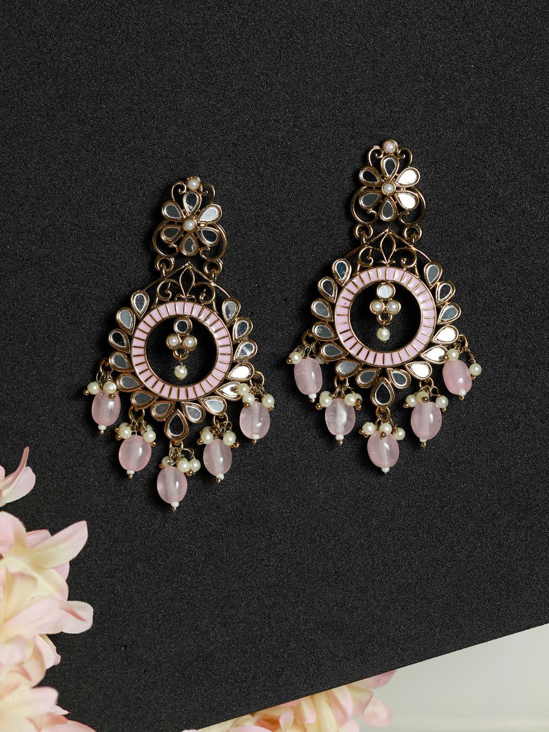 Priyaasi Gold-Toned Contemporary Chandbalis Earrings Price in India