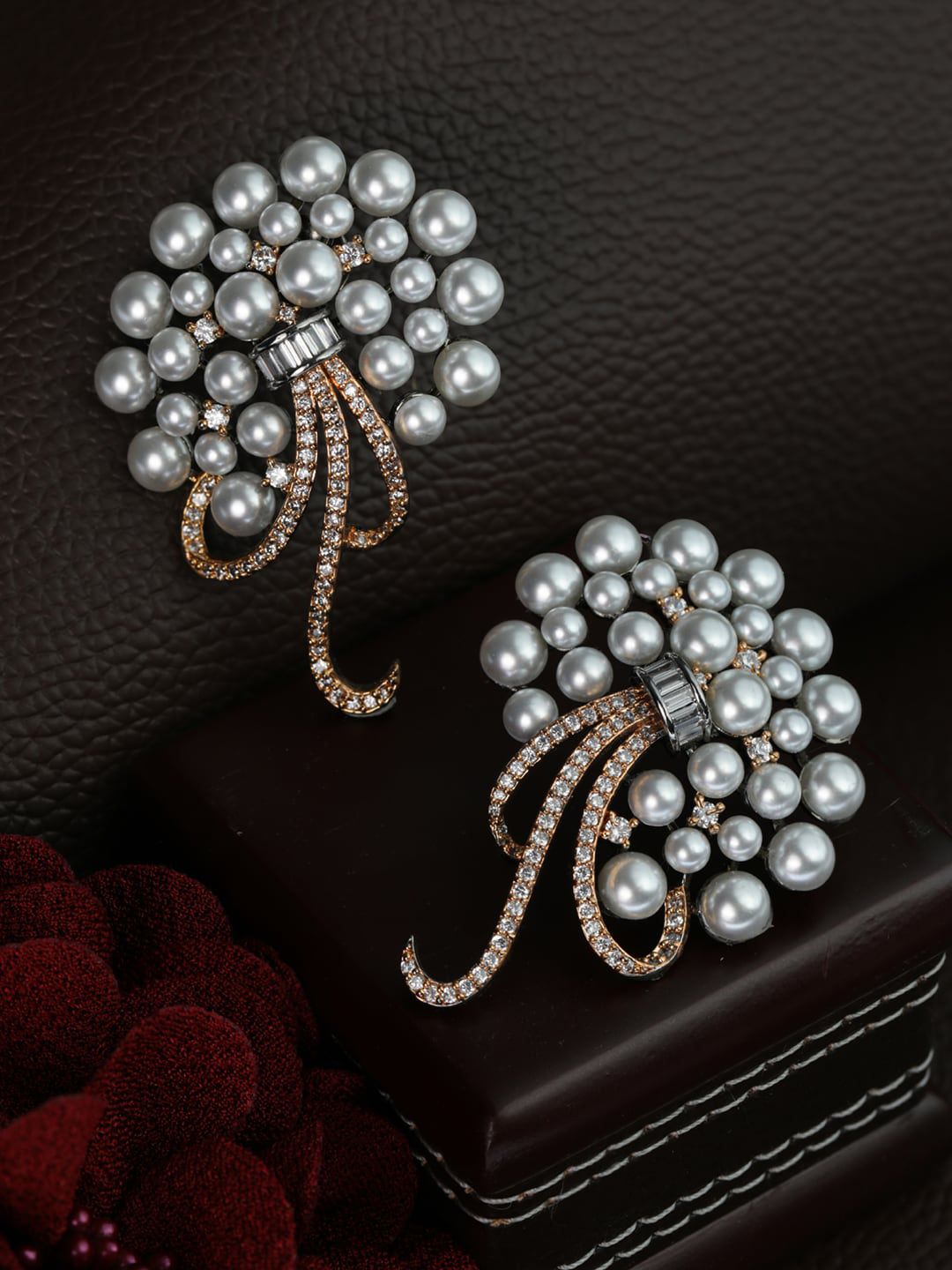 Priyaasi Silver-Toned Contemporary Studs Earrings Price in India