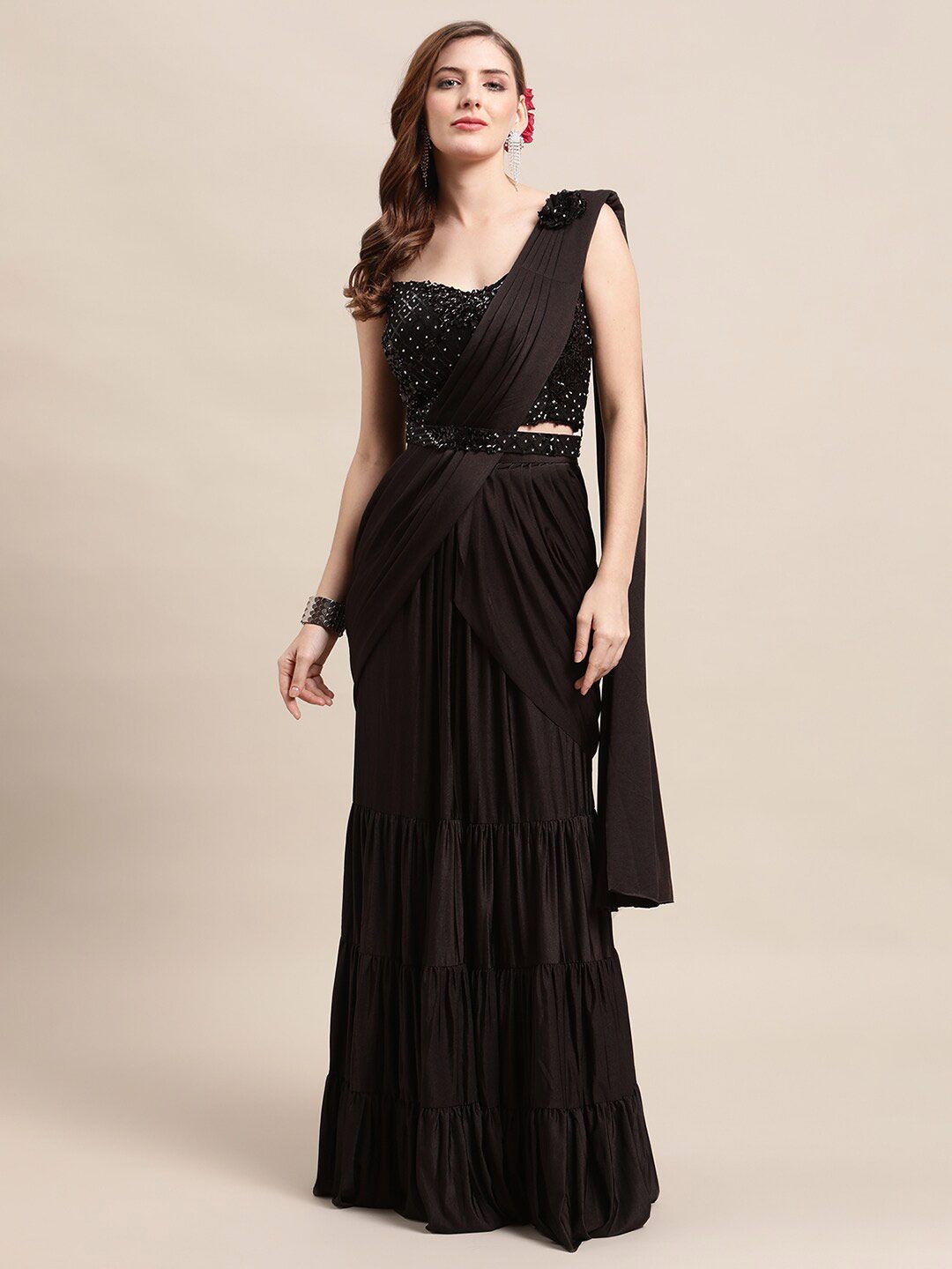 Grancy Black Ready to Wear Saree