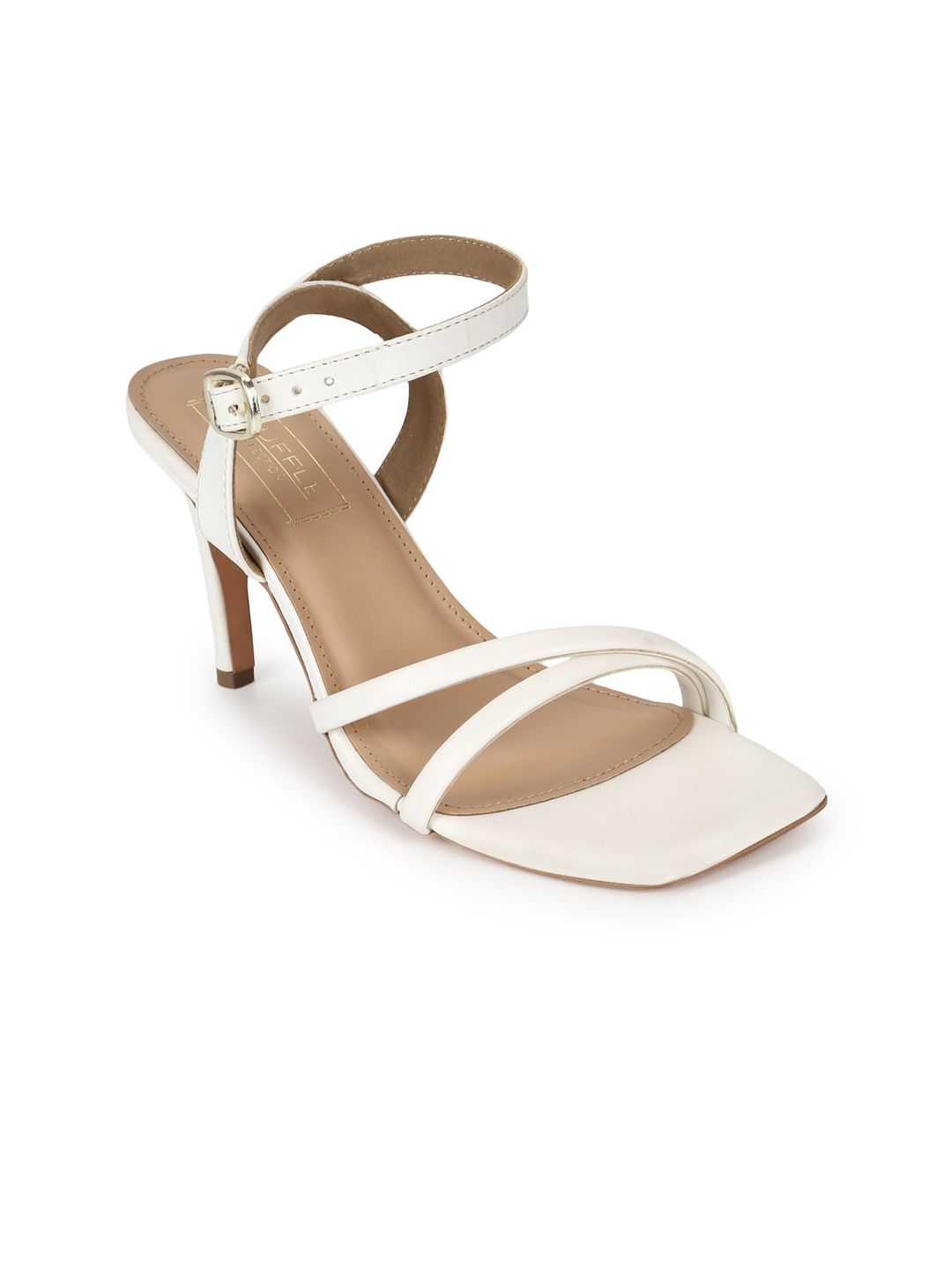 Truffle Collection Women White PU Stiletto Sandals Price in India