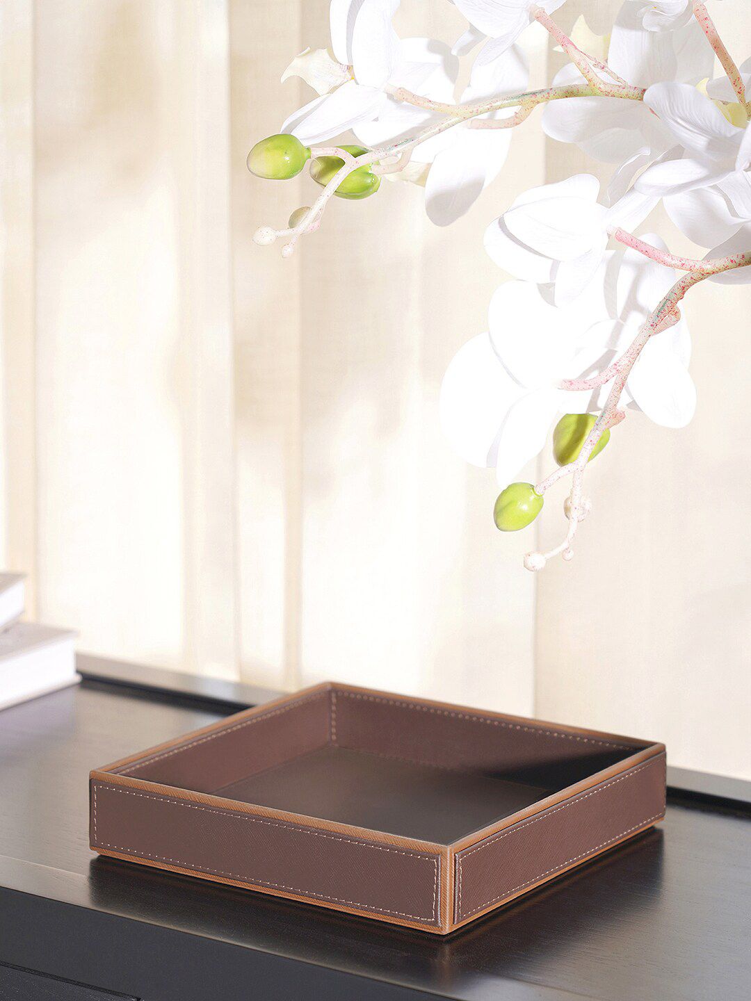 Pure Home and Living Brown Solid Trays Price in India