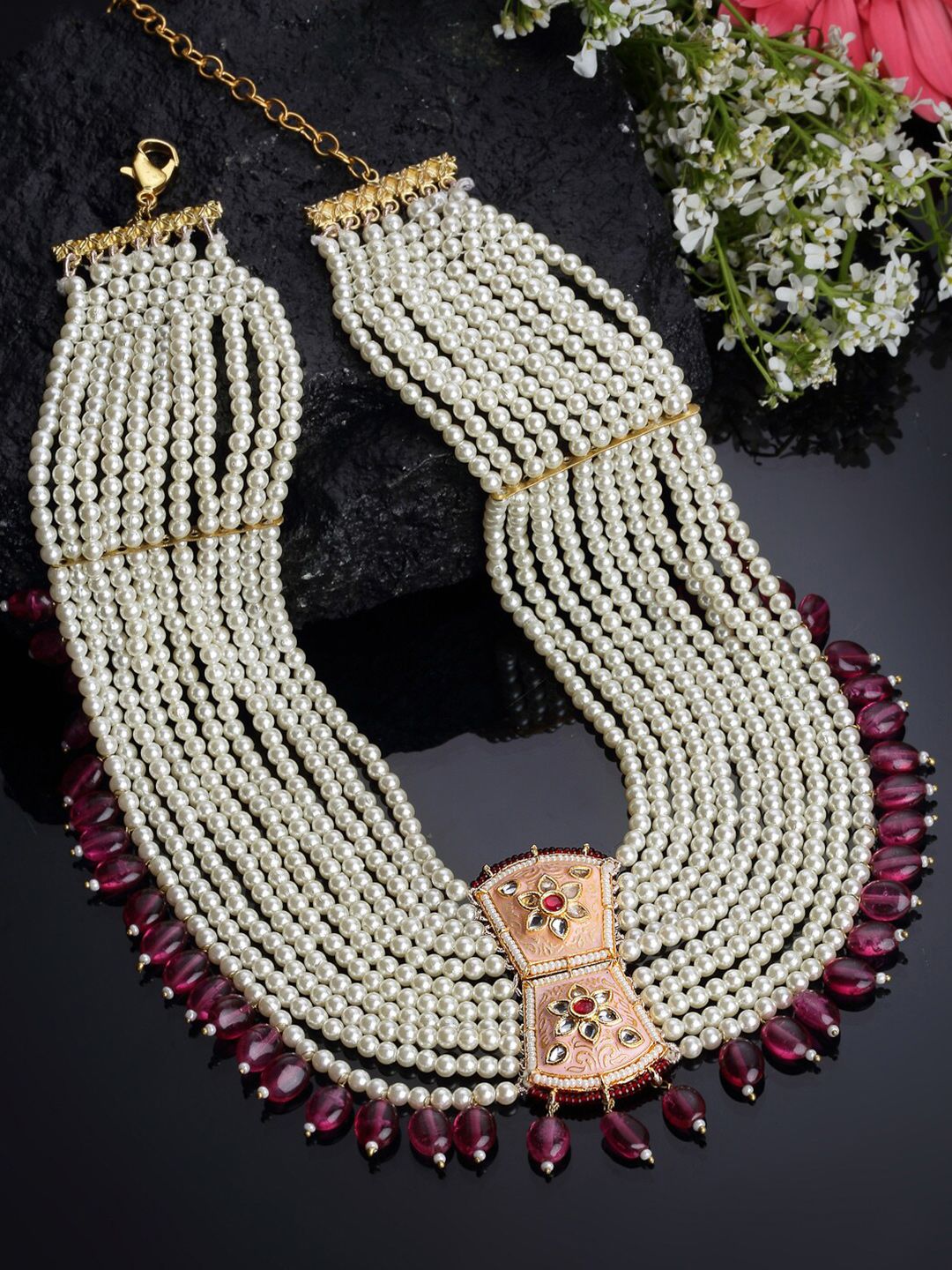 DUGRISTYLE Gold-Plated & White Sterling Silver Choker Necklace Price in India