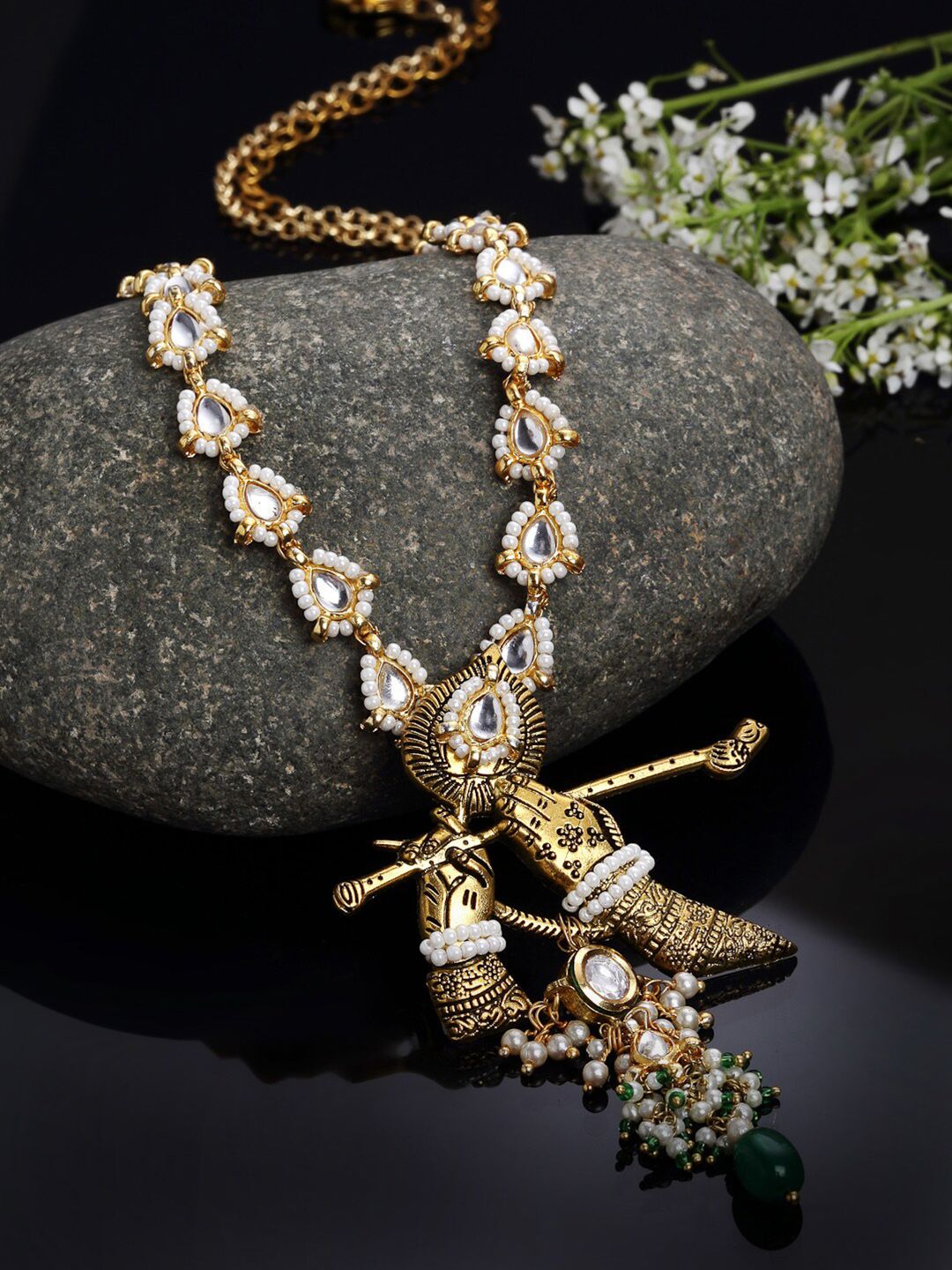 DUGRISTYLE Gold-Plated White Sterling Silver Necklace Price in India