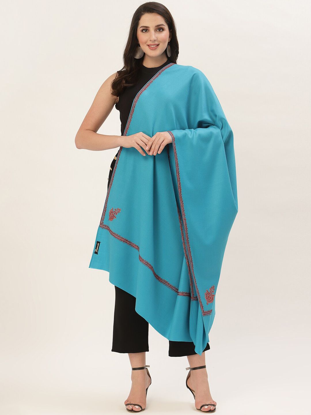 Pashtush Women Blue Solid Woolen Shawl Price in India