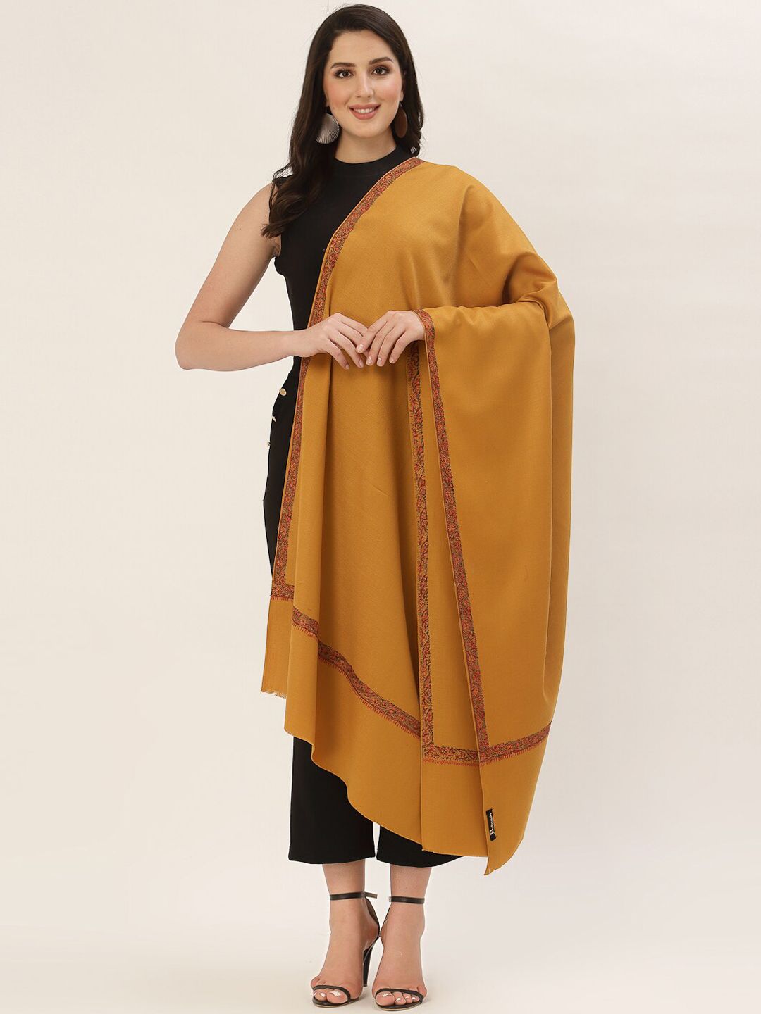 Pashtush Women Mustard Yellow Woolen Shawl Price in India