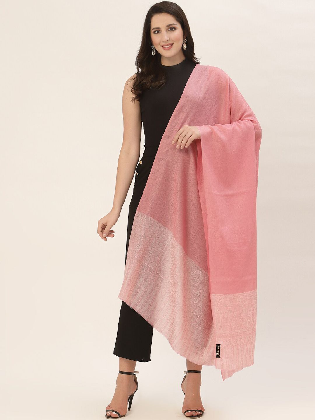 Pashtush Women Pink Solid Shawl Price in India