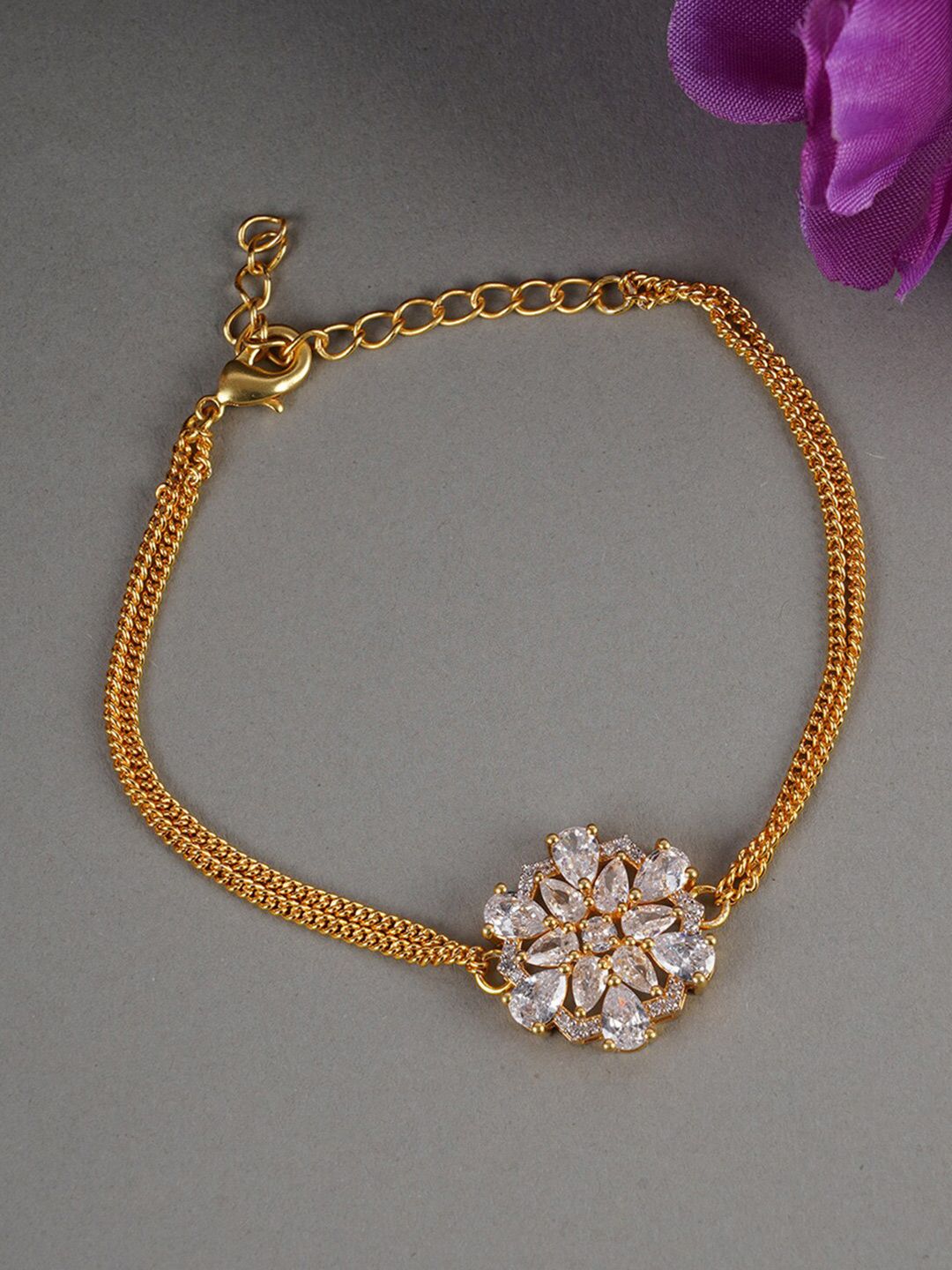 Studio Voylla Women White American Diamond CZ Mangalsutra Bracelet Price in India
