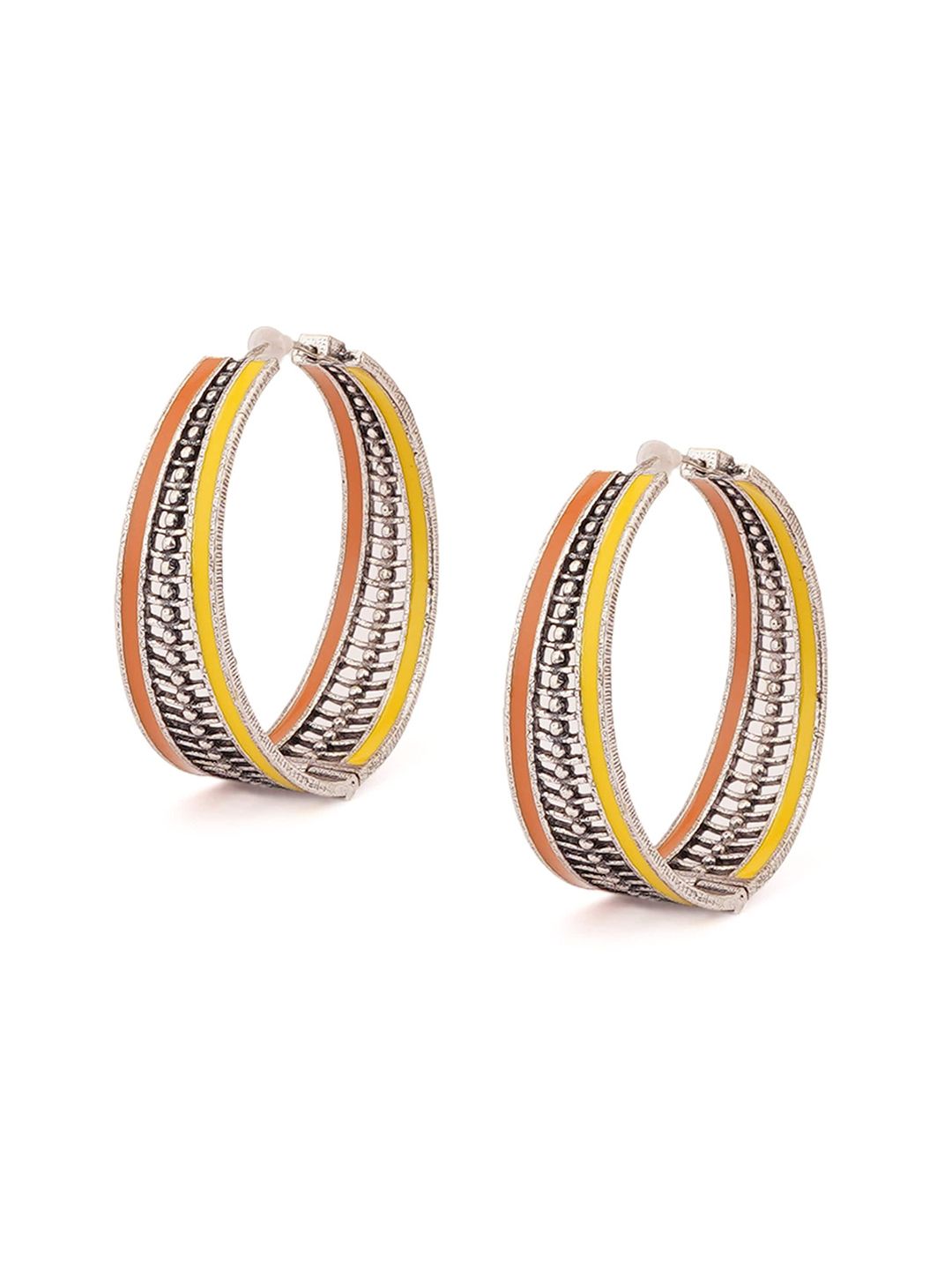 Studio Voylla Silver-Plated Geometric Hoop Earrings Price in India