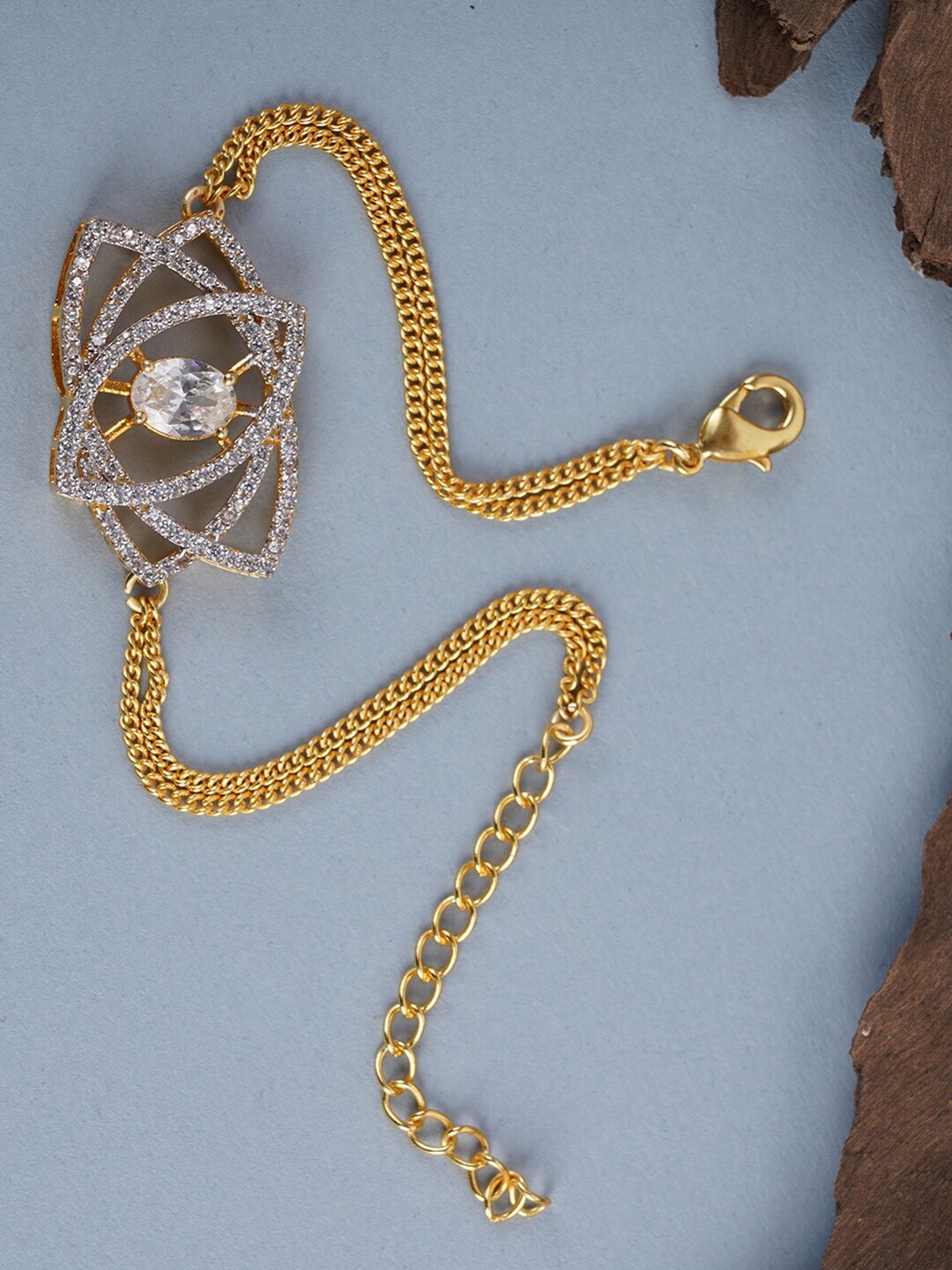 Studio Voylla Women Gold-Plated American Diamond Cubic Zirconia Mangalsutra Bracelet Price in India